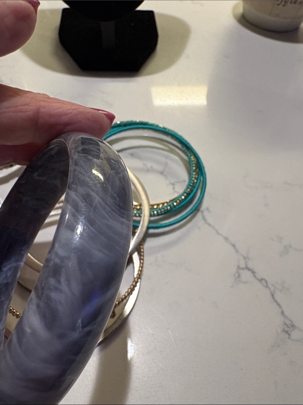 Mixed Womens Bangle and Bracelet Set - Turquoise, Silver, Gold - Picture 7 of 8